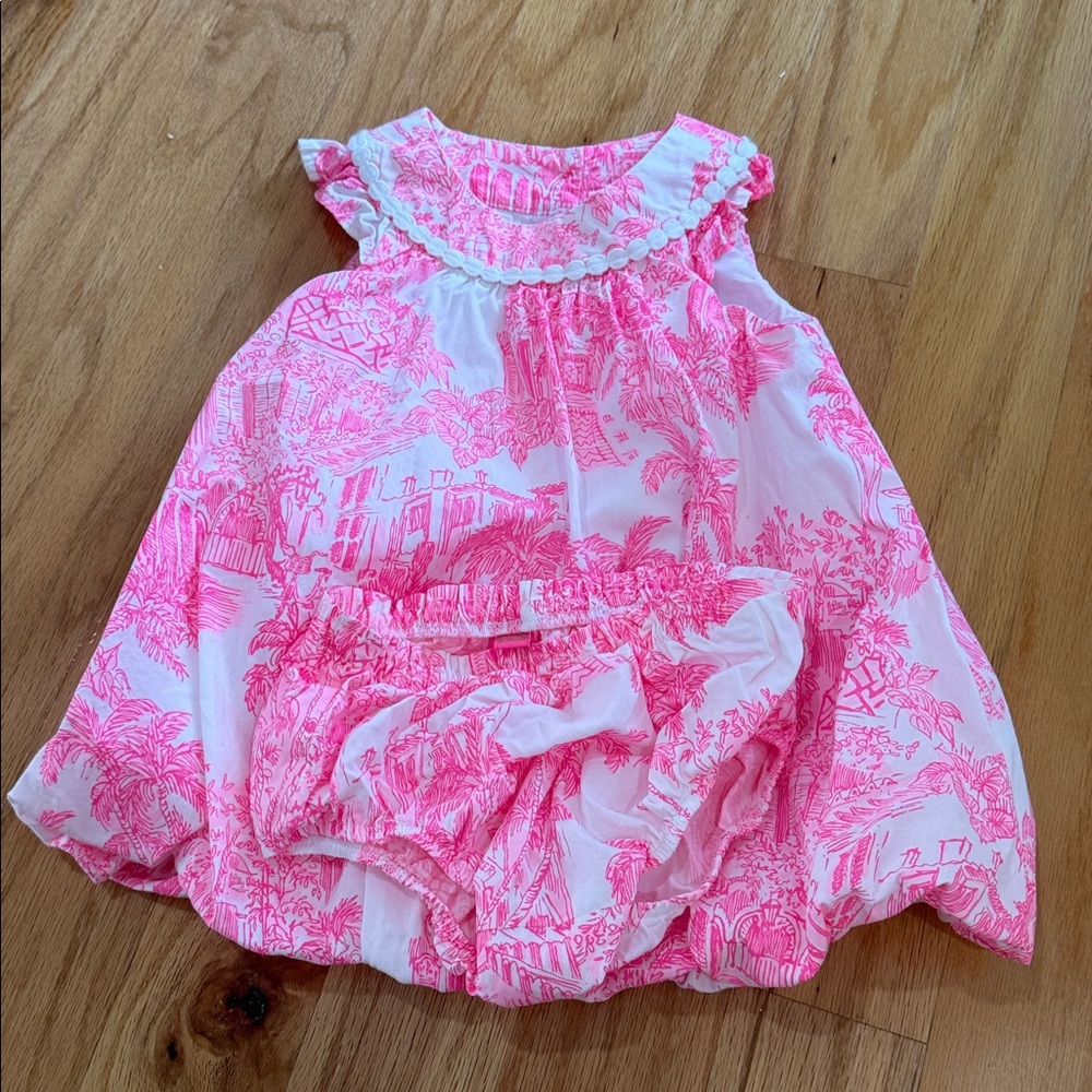 Lilly Pulitzer Pink toile Dress and bloomers
